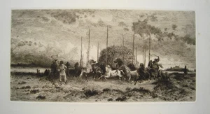 Künstlergraphik Die Wildpferde Radierung Aime Nicolas Morot (zugeschriebe) 1900 - Picture 1 of 3