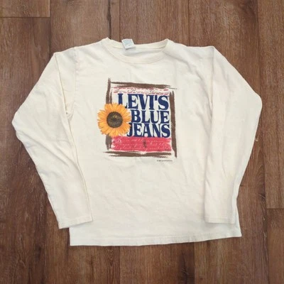 De Colección Levi's Azul Jeans Niñas XL Camisa Manga Larga Girasol Vaquera Western Años 90 Foto 1 de 4