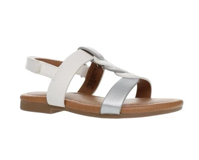 WONDER NATION Girls Size 6 Strap Braided Sandals 2.0 Faux Leather • White - Image 1 of 4