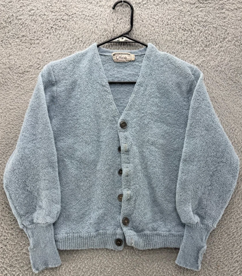 Cárdigan suéter vintage 100 % alpaca tejido Orkidea gris botón delantero para mujer M Foto 1 de 4