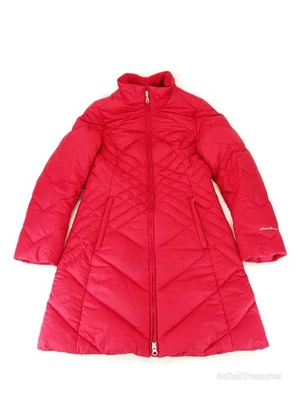 Jaqueta de inverno Eddie Bauer feminina pequena vermelha casaco Parka de ganso - Imagem 1 de 4