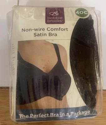 Sujetador Bobbie Brooks satinado cómodo sin alambre - 40 C, negro Foto 1 de 3
