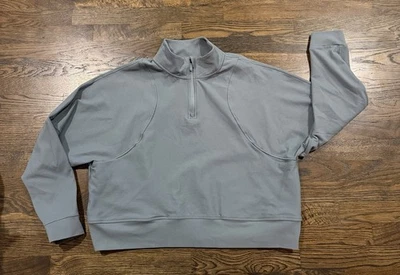 Zella Ribbed Mock Neck Quarter Zip Pullover XL Green Athleisure Active Top - Image 1 of 4