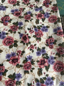 Trapunta Vintage Viola Rosa Rosa Tessuto Beige Cotone 1 Y x 44" F62 - Foto 1 di 2