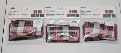 3 NEW Old Navy Kids 5 Pack Non Medical Grade Face Masks - Green Red Plaid Solid - Image 1 of 3