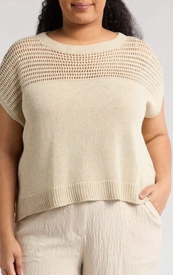 Suéter Dolman Max Studio Tejido Abierto Oyster Mezcla de Lino Talla 2X -20W Nuevo con Etiquetas $128 Foto 1 de 4