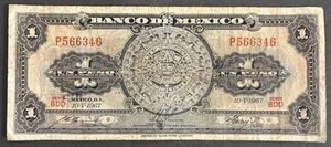 Mexico 1 Peso 1967 Prefix P Circulated Banknote Foreign Currency Paper Money - Picture 1 of 2