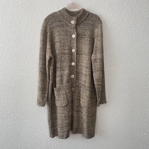 Cárdigan Suéter Largo Woman Within Grueso Talla Grande 1X Brezo Crema y Marrón - Imagen 1 de 11