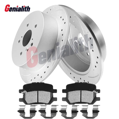 Rear Drilled Rotors & Ceramic Brake Pad For 2009 2010 2011 - 2016 Toyota Venza - Image 1 of 4