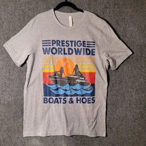 Prestige Worldwide Presents Boats And Hoes Vintage Men's T-Shirt Grey Retro Tee - Picture 1 of 4
