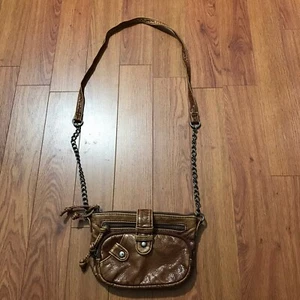 Womens Vintage Small Brown Soft Faux Leather Handbag, Purse with Chain Strap - Picture 1 of 4