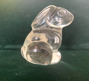 Vintage Hand Blown Clear Glass Rabbit Figurine/Paper Weights 4'' Tall - Picture 1 of 5