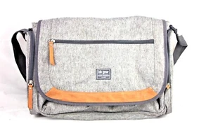 BB Gear Baby Boom Diaper Bag Gray Canvas Messenger-Style Large - Picture 1 of 9