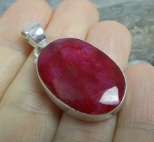 925 Silver Cut RUBY Pendant P570~Silverwave*uk Jewellery