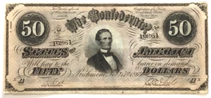 1864 $50 Dollar Bill Confederate States of America CSA Note Richmond - Picture 1 of 2