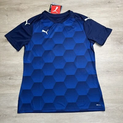 彪马 Team Final 21 蓝色图形球衣 Drycell 标准版型女式 L 码全新带标签 — 第 1/4 张图片