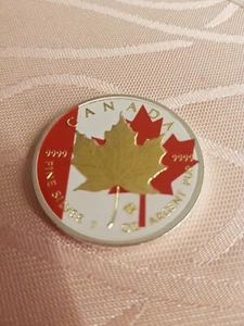 Maple leaf ,Canada Silber 1 oz, 24 k. gilded, 2014 - Bild 1 von 2