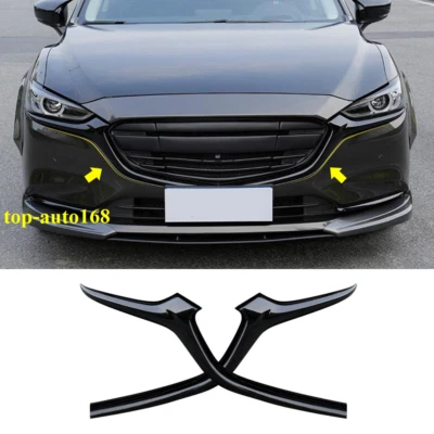 2X Cubierta de tira de moldura lateral de parrilla delantera negra brillante para Mazda 6 2018-2020 Foto 1 de 4