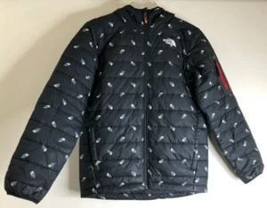 The North Face Boy's Size XL (14-16) Logo Print Black Jacket Hood Polyester Fill - Picture 1 of 12