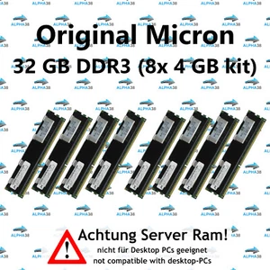 32 GB (8x 4 GB) Rdimm ECC Reg DDR3-1333 HP Proliant DL180 DL320 G6 Gen6 RAM - Picture 1 of 1