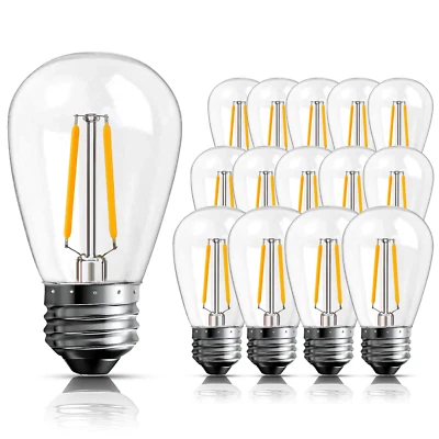 15Pack E26 LED Bulbs S14 2W Outdoor Edison Lights for String Lights Replacement - Image 1 of 4
