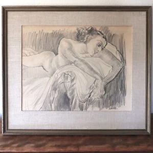 Sir Jacob Epstein 1930er Bleistiftzeichnung liegende Figur Frau Sunita London UK - Bild 1 von 24