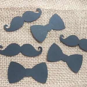 Mustache and Bow Tie Confetti 80 Count Little Man Birthday Boy Baby Shower - Picture 1 of 6