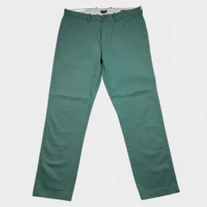 J.Crew Mens Chino Pants 33x32 Green Cotton Twill Straight Flat Front Trousers - Picture 1 of 5