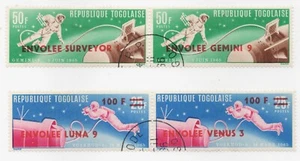 1966 Togo Russian And US Space Exploration Overprints Sc 563-566 Pairs - Picture 1 of 1