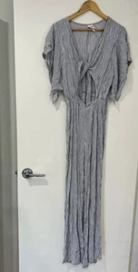 Don't Ask Amanda Twist Tie Front Stripe Maxi Dress Gray XS - Picture 1 of 11