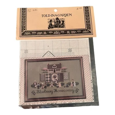NEW 1990s Told In A Garden Blueberry Homecoming Cross Stitch Pattern Vintg 14542 - Image 1 of 2