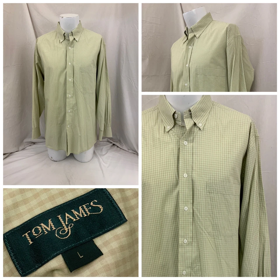 Camisa Tom James Verde Cuadros Abotonada 100% Algodón Hecha Brasil YGI W1-176 Foto 1 de 4