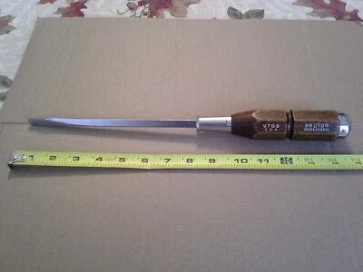 Proto Professional 9708 Wood Handle Flat/Slotted Screwdriver, VGC - Image 1 of 4