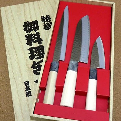 Japanese Yaxell SEKI TOBEI Kitchen Knife 3 pair set Sashimi Santoku Fish JAPAN - Image 1 of 4