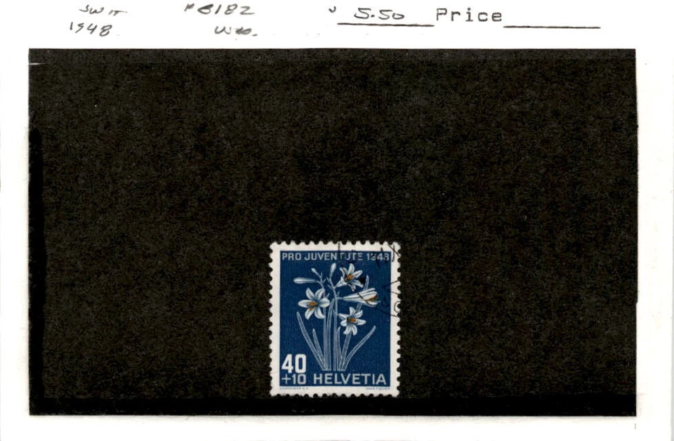 Suiza, sello postal, #B182 usado, 1948 flores (AB) Foto 1 de 1
