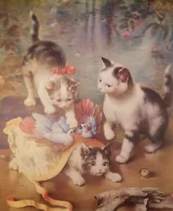 Mischievous Kittens Art Print by Carl Reichert 16 x 20" - Picture 1 of 2