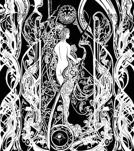 Art Nouveau Psychedelic pen and ink artwork Cascadelabria, occult art A4 - Picture 1 of 4