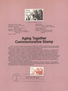 #8221 20c Aging Together Stamp - Scott #2010  USPS Souvenir Page - Picture 1 of 1