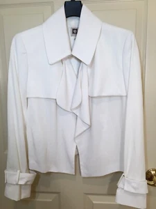 NWT Anne Klein Sz 12 White Jacket Classic Trench Lined w/Wrist Band Detail - Picture 1 of 11
