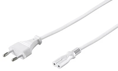 3m Netzkabel Strom Geräte Kabel Eurostecker Typ C CEE7/16 Gerätebuchse C7 weiß - Bild 1 von 3