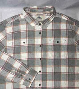 Camisa de franela XXL Manta Ray para hombre, manga larga algodón a cuadros, gris/óxido - Imagen 1 de 10