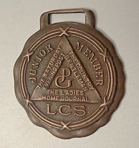 VTG Brass Watch Fob: Junior Member 'Ladies Home Journal' LCS; Awarded for Merit - Picture 1 of 2
