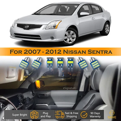 Kit de equipamiento interior de 9 luces LED ultra blancas para Nissan Sentra 2007-2012 Foto 1 de 4