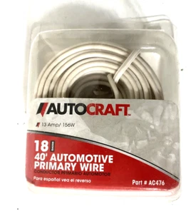 Autocraft AC476 White 40 ft. 18 Gauge 13A 156W Automotive Primary Wire - NEW - Picture 1 of 2