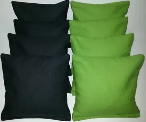 Set Of 8 Cornhole Bean Bags Black Lime Green *FREE SHIPPING* - Picture 1 of 5