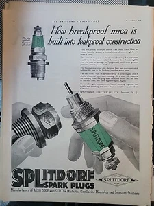 1919 Splitdorf Electrical company Newark NJ green spark plugs vintage ad - Picture 1 of 1
