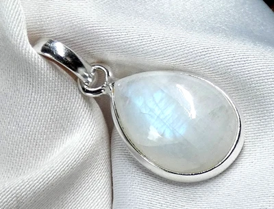 Anhänger 925 Silber Tropfen Mondstein Blauschimmer, filigran gefasst UNIKAT neu - Bild 1 von 4