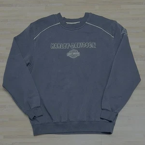 Vintage Y2K Harley Davidson Motorcycle Black Logo Crewneck Sweatshirt Size Med - Picture 1 of 6
