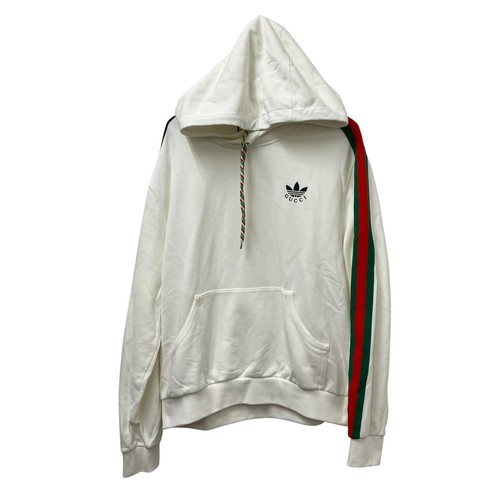 Felpa con cappuccio Gucci Adidas 692107 bianca taglia Xl 110725
