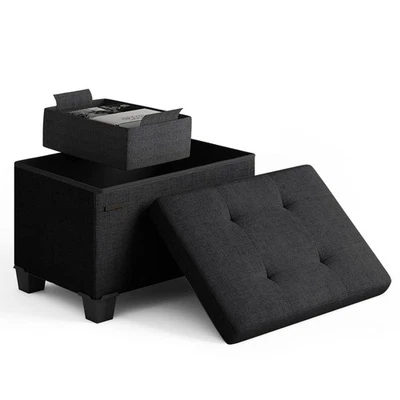 Cubo otomano de almacenamiento con contenedor pequeño, otomano cuadrado de 16 pulgadas con almacenamiento para Li... Foto 1 de 4